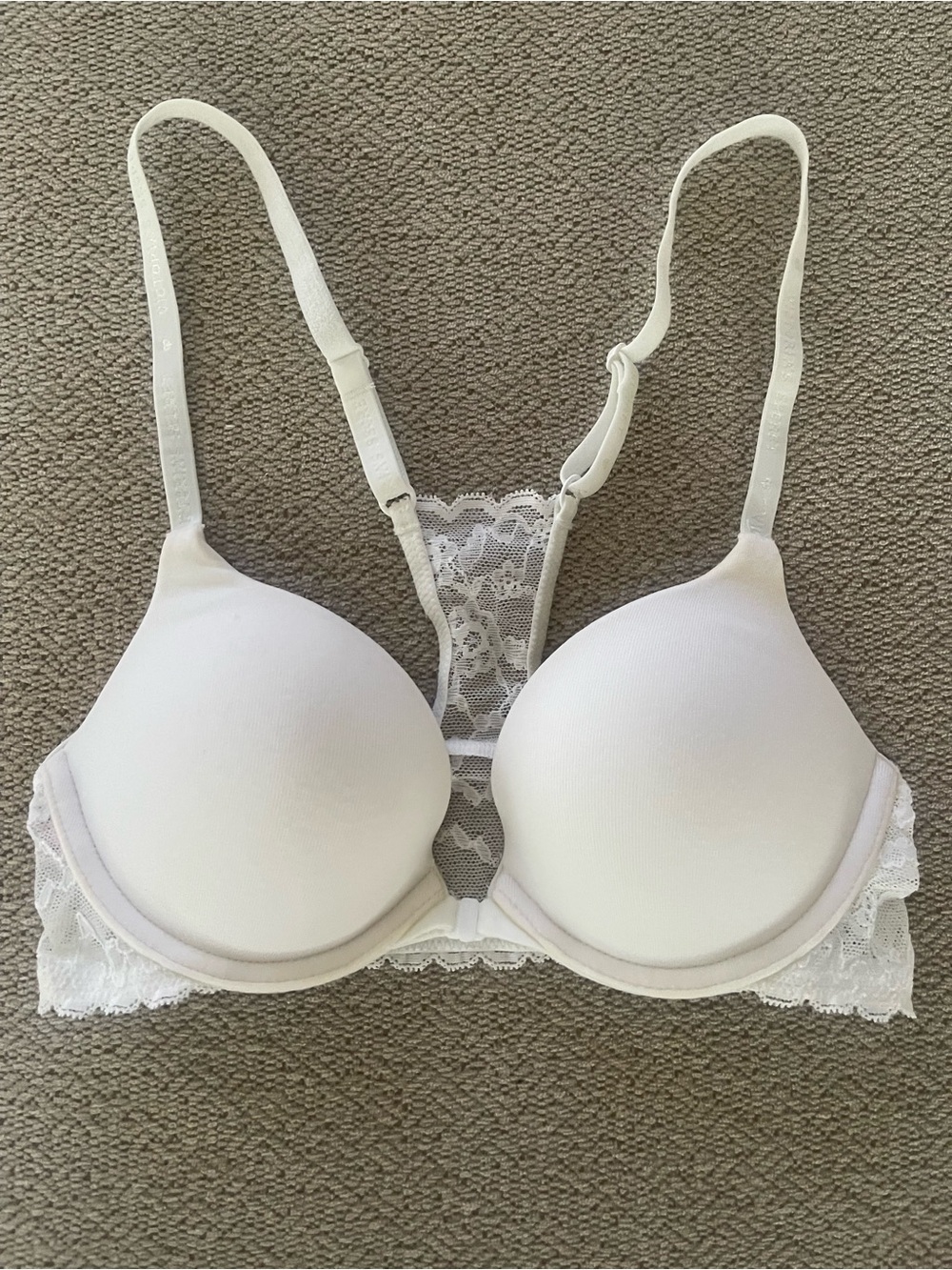 Victoria's Secret White Lace Racerback T-Shirt Bra